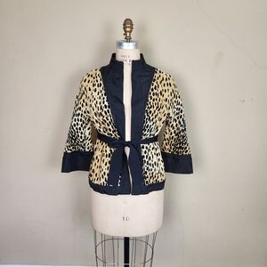 DKNY 90s Vintage Black and Tan Animal Print Blazer Like New Vixen